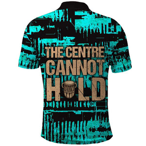 Chinua Achebe Polo Shirt with Tribal Mask Design, Things Fall Apart Quote and Teal Abstract - African Pride