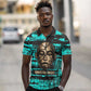 Chinua Achebe Polo Shirt with Tribal Mask Design, Things Fall Apart Quote and Teal Abstract - African Pride