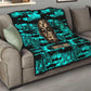 Chinua Achebe Quilt with Tribal Mask Design, Things Fall Apart Quote and Teal Abstract - African Pride