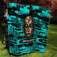 Chinua Achebe Quilt with Tribal Mask Design, Things Fall Apart Quote and Teal Abstract - African Pride