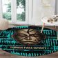 Chinua Achebe Round Carpet with Tribal Mask Design, Things Fall Apart Quote and Teal Abstract - African Pride