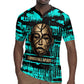 Chinua Achebe Rugby Jersey with Tribal Mask Design, Things Fall Apart Quote and Teal Abstract - African Pride