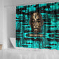 Chinua Achebe Shower Curtain with Tribal Mask Design, Things Fall Apart Quote and Teal Abstract - African Pride