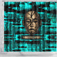 Chinua Achebe Shower Curtain with Tribal Mask Design, Things Fall Apart Quote and Teal Abstract - African Pride