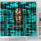 Chinua Achebe Shower Curtain with Tribal Mask Design, Things Fall Apart Quote and Teal Abstract - African Pride