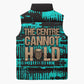 Chinua Achebe Sleeveless Puffer Jacket with Tribal Mask Design, Things Fall Apart Quote and Teal Abstract - African Pride