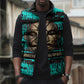 Chinua Achebe Sleeveless Puffer Jacket with Tribal Mask Design, Things Fall Apart Quote and Teal Abstract - African Pride