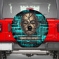 Chinua Achebe Spare Tire Cover with Tribal Mask Design, Things Fall Apart Quote and Teal Abstract - African Pride