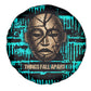 Chinua Achebe Spare Tire Cover with Tribal Mask Design, Things Fall Apart Quote and Teal Abstract - African Pride