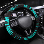 Chinua Achebe Steering Wheel Cover with Tribal Mask Design, Things Fall Apart Quote and Teal Abstract - African Pride