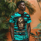 Chinua Achebe T shirt with Tribal Mask Design, Things Fall Apart Quote and Teal Abstract - African Pride