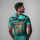 Chinua Achebe T shirt with Tribal Mask Design, Things Fall Apart Quote and Teal Abstract - African Pride