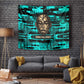 Chinua Achebe Tapestry with Tribal Mask Design, Things Fall Apart Quote and Teal Abstract - African Pride