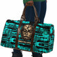 Chinua Achebe Travel Bag with Tribal Mask Design, Things Fall Apart Quote and Teal Abstract - African Pride