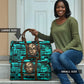 Chinua Achebe Travel Bag with Tribal Mask Design, Things Fall Apart Quote and Teal Abstract - African Pride