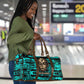Chinua Achebe Travel Bag with Tribal Mask Design, Things Fall Apart Quote and Teal Abstract - African Pride