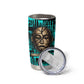 Chinua Achebe Tumbler Cup with Tribal Mask Design, Things Fall Apart Quote and Teal Abstract - African Pride