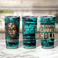 Chinua Achebe Tumbler Cup with Tribal Mask Design, Things Fall Apart Quote and Teal Abstract - African Pride
