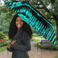 Chinua Achebe Umbrella with Tribal Mask Design, Things Fall Apart Quote and Teal Abstract - African Pride