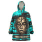 Chinua Achebe Wearable Blanket Hoodie with Tribal Mask Design, Things Fall Apart Quote and Teal Abstract - African Pride