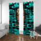 Chinua Achebe Window Curtain with Tribal Mask Design, Things Fall Apart Quote and Teal Abstract - African Pride