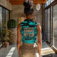 Chinua Achebe Women Sleeveless Polo Shirt with Tribal Mask Design, Things Fall Apart Quote and Teal Abstract - African Pride