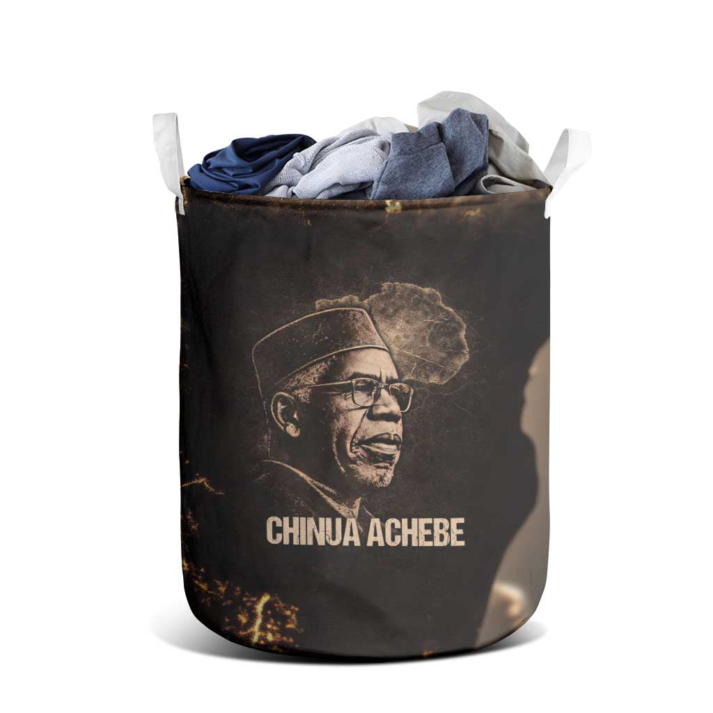 Chinua Achebe Laundry Basket with Sepia Portrait, Lion Historians Quote and Vintage African Map - African Pride