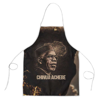 Chinua Achebe Apron with Sepia Portrait, Lion Historians Quote and Vintage African Map - African Pride