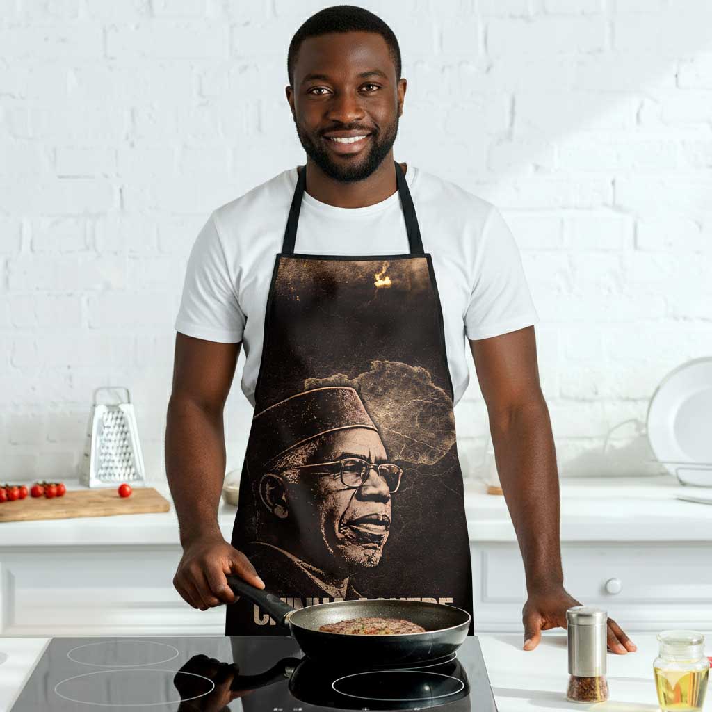Chinua Achebe Apron with Sepia Portrait, Lion Historians Quote and Vintage African Map - African Pride