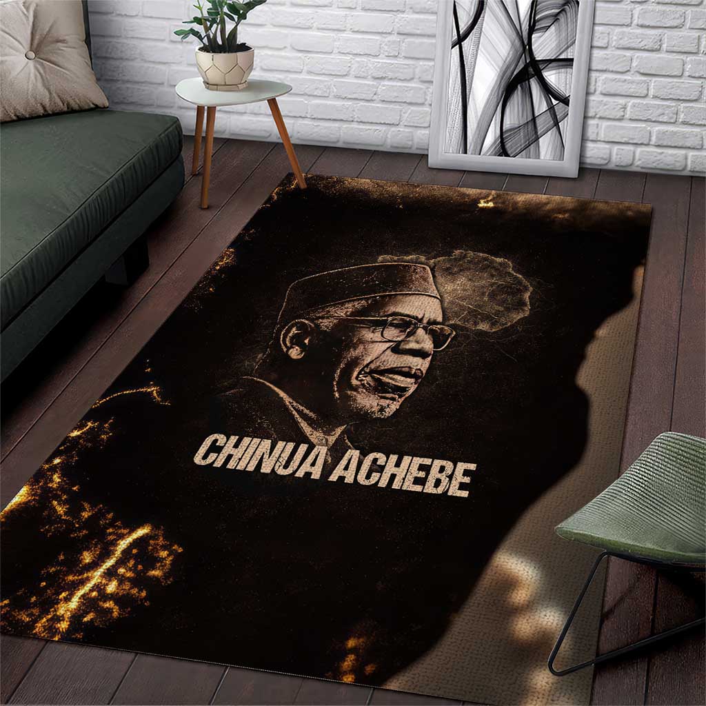 Chinua Achebe Area Rug with Sepia Portrait, Lion Historians Quote and Vintage African Map - African Pride