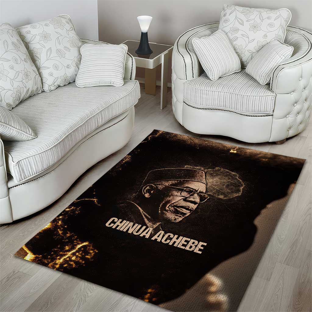 Chinua Achebe Area Rug with Sepia Portrait, Lion Historians Quote and Vintage African Map - African Pride