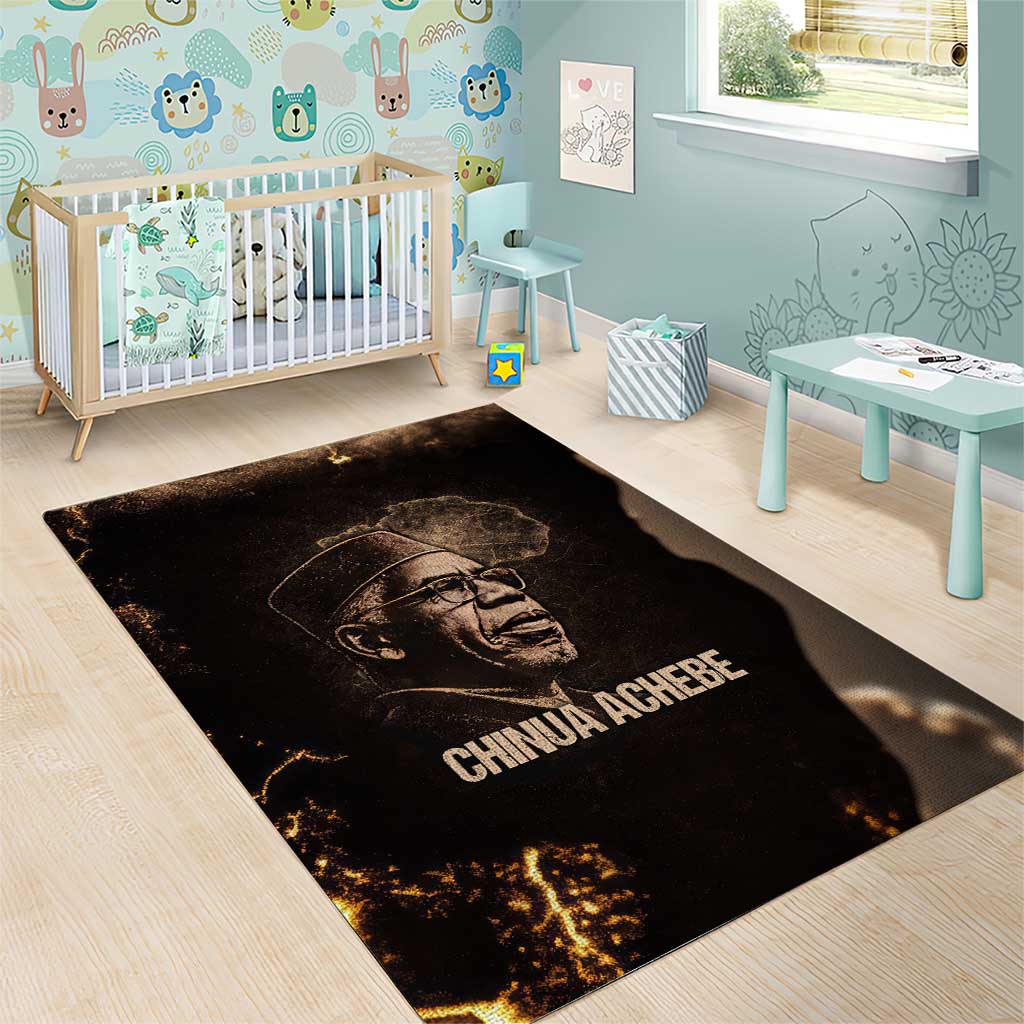 Chinua Achebe Area Rug with Sepia Portrait, Lion Historians Quote and Vintage African Map - African Pride