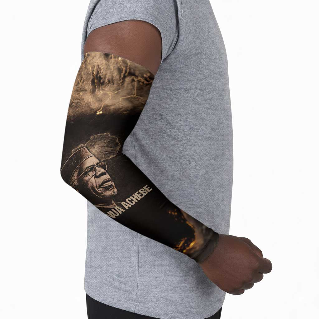 Chinua Achebe Arm Sleeves with Sepia Portrait, Lion Historians Quote and Vintage African Map - African Pride
