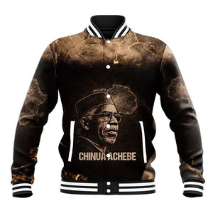 Chinua Achebe Baseball Jacket with Sepia Portrait, Lion Historians Quote and Vintage African Map - African Pride