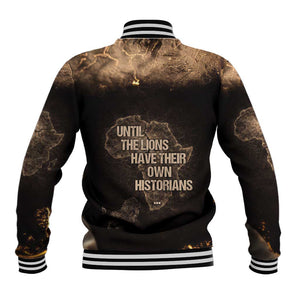 Chinua Achebe Baseball Jacket with Sepia Portrait, Lion Historians Quote and Vintage African Map - African Pride