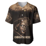 Chinua Achebe Baseball Jersey with Sepia Portrait, Lion Historians Quote and Vintage African Map - African Pride