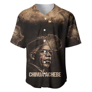 Chinua Achebe Baseball Jersey with Sepia Portrait, Lion Historians Quote and Vintage African Map - African Pride