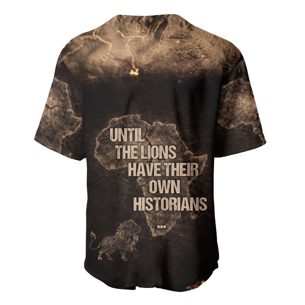 Chinua Achebe Baseball Jersey with Sepia Portrait, Lion Historians Quote and Vintage African Map - African Pride