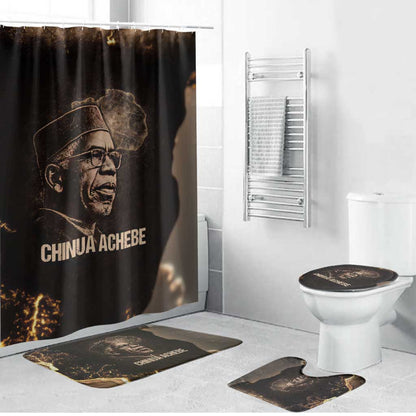 Chinua Achebe Bathroom Set with Sepia Portrait, Lion Historians Quote and Vintage African Map - African Pride