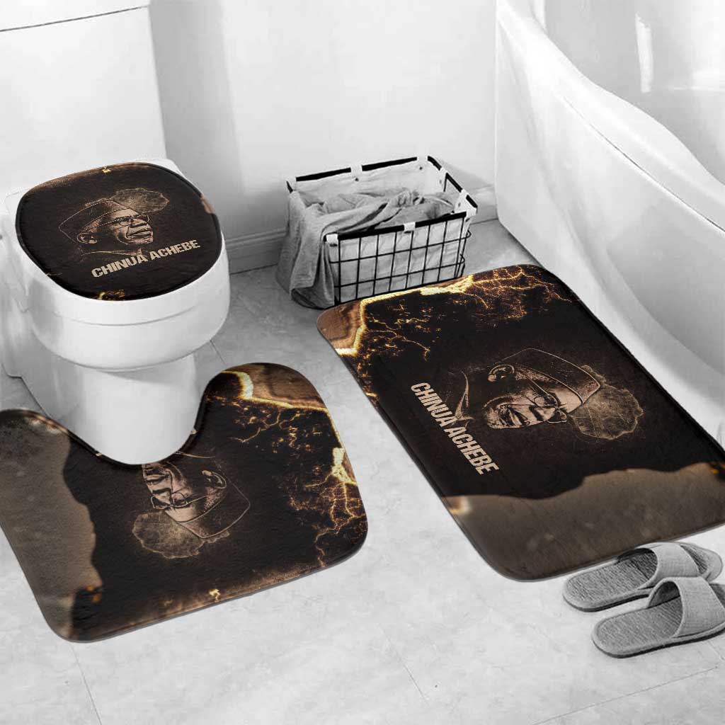 Chinua Achebe Bathroom Set with Sepia Portrait, Lion Historians Quote and Vintage African Map - African Pride