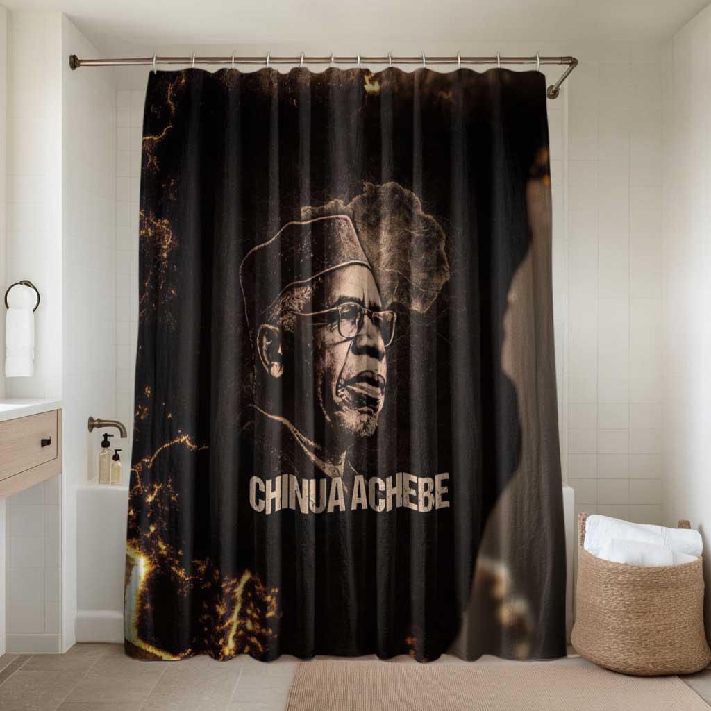 Chinua Achebe Bathroom Set with Sepia Portrait, Lion Historians Quote and Vintage African Map - African Pride