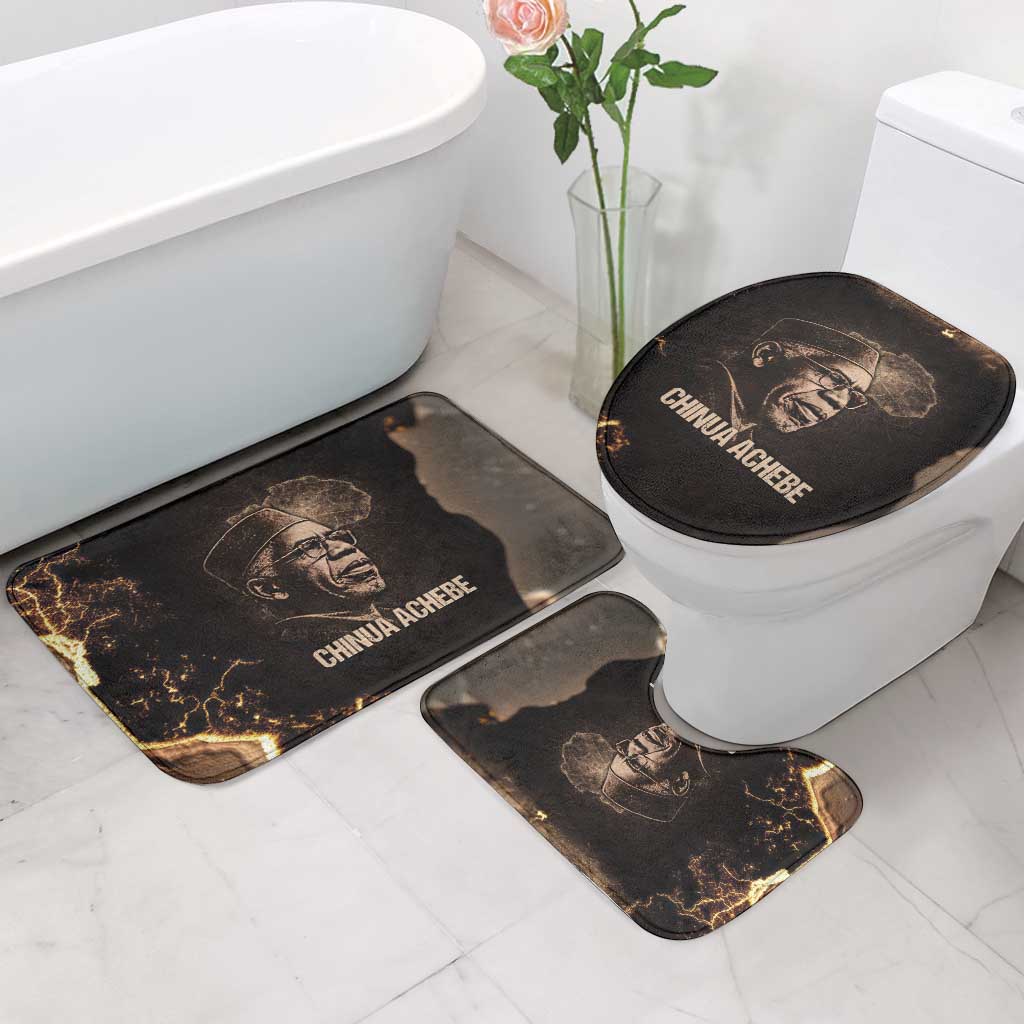 Chinua Achebe Bathroom Set with Sepia Portrait, Lion Historians Quote and Vintage African Map - African Pride