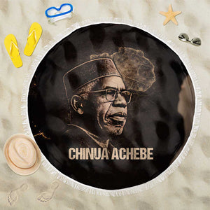 Chinua Achebe Beach Blanket with Sepia Portrait, Lion Historians Quote and Vintage African Map - African Pride