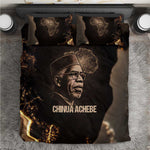 Chinua Achebe Bedding Set with Sepia Portrait, Lion Historians Quote and Vintage African Map - African Pride