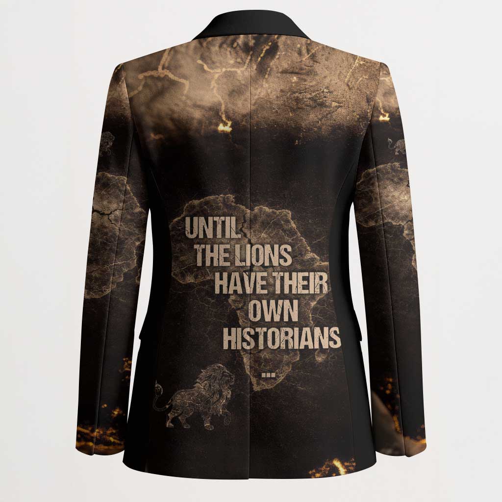 Chinua Achebe Blazer with Sepia Portrait, Lion Historians Quote and Vintage African Map - African Pride
