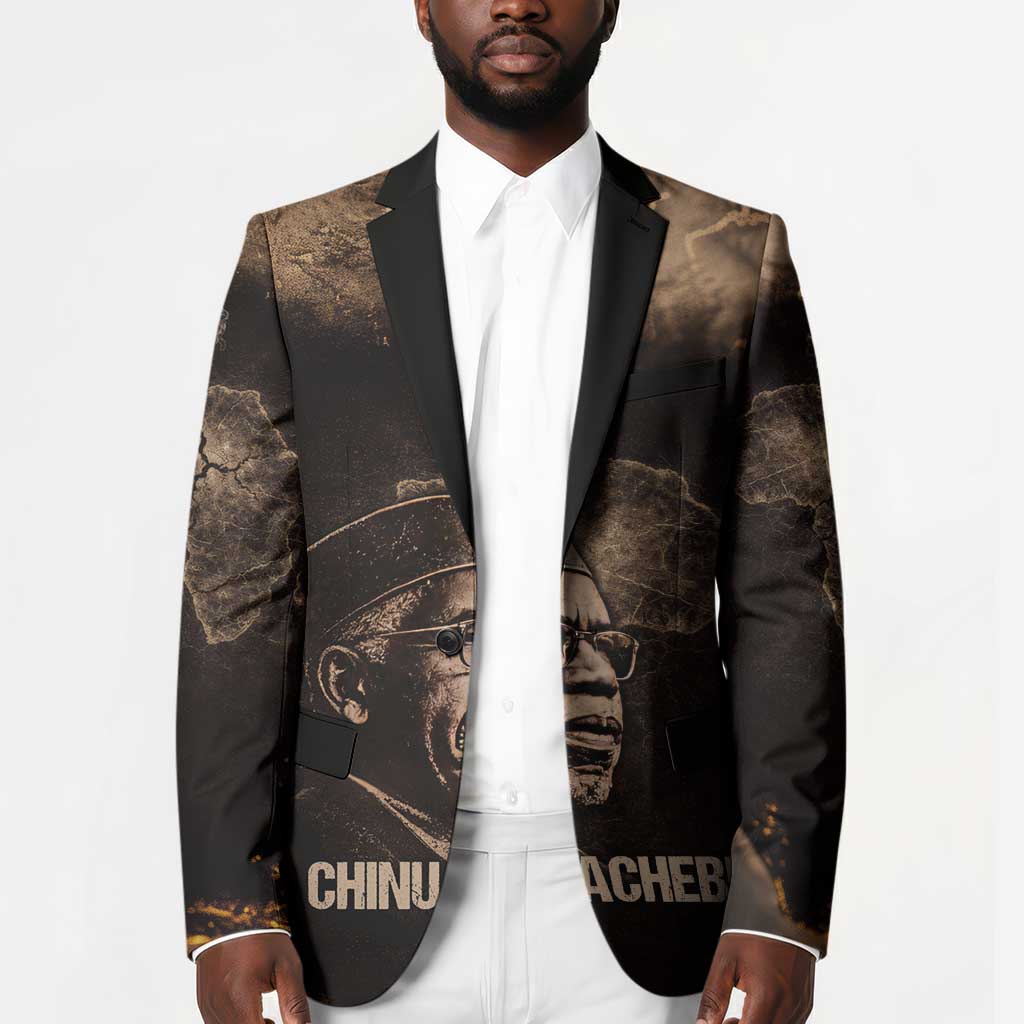 Chinua Achebe Blazer with Sepia Portrait, Lion Historians Quote and Vintage African Map - African Pride