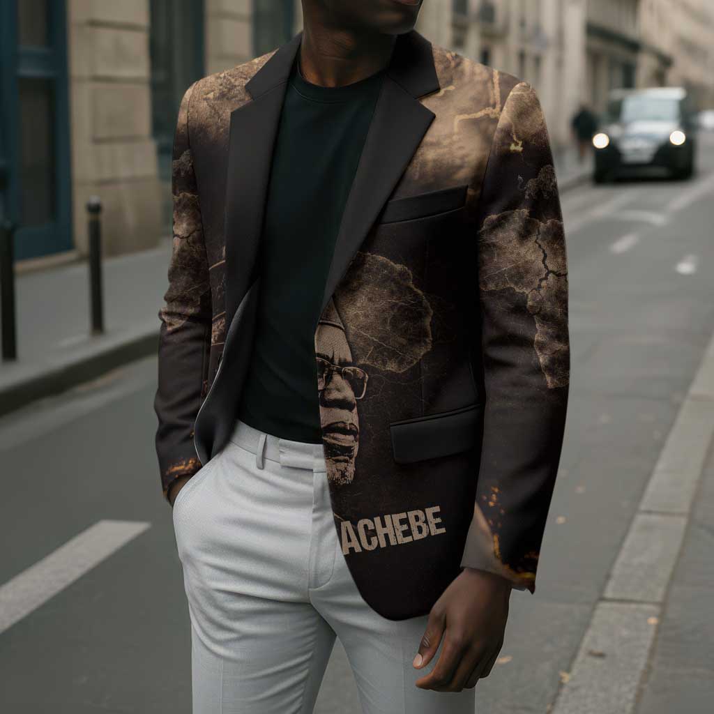 Chinua Achebe Blazer with Sepia Portrait, Lion Historians Quote and Vintage African Map - African Pride