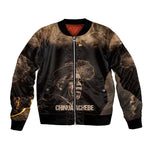 Chinua Achebe Bomber Jacket with Sepia Portrait, Lion Historians Quote and Vintage African Map - African Pride