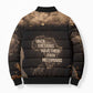 Chinua Achebe Bomber Puffer Jacket with Sepia Portrait, Lion Historians Quote and Vintage African Map - African Pride