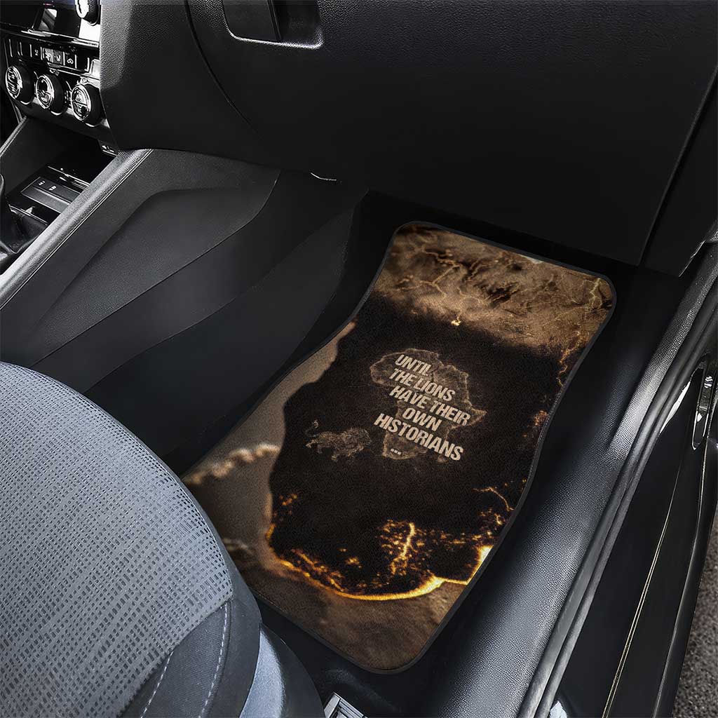 Chinua Achebe Car Mats with Sepia Portrait, Lion Historians Quote and Vintage African Map - African Pride